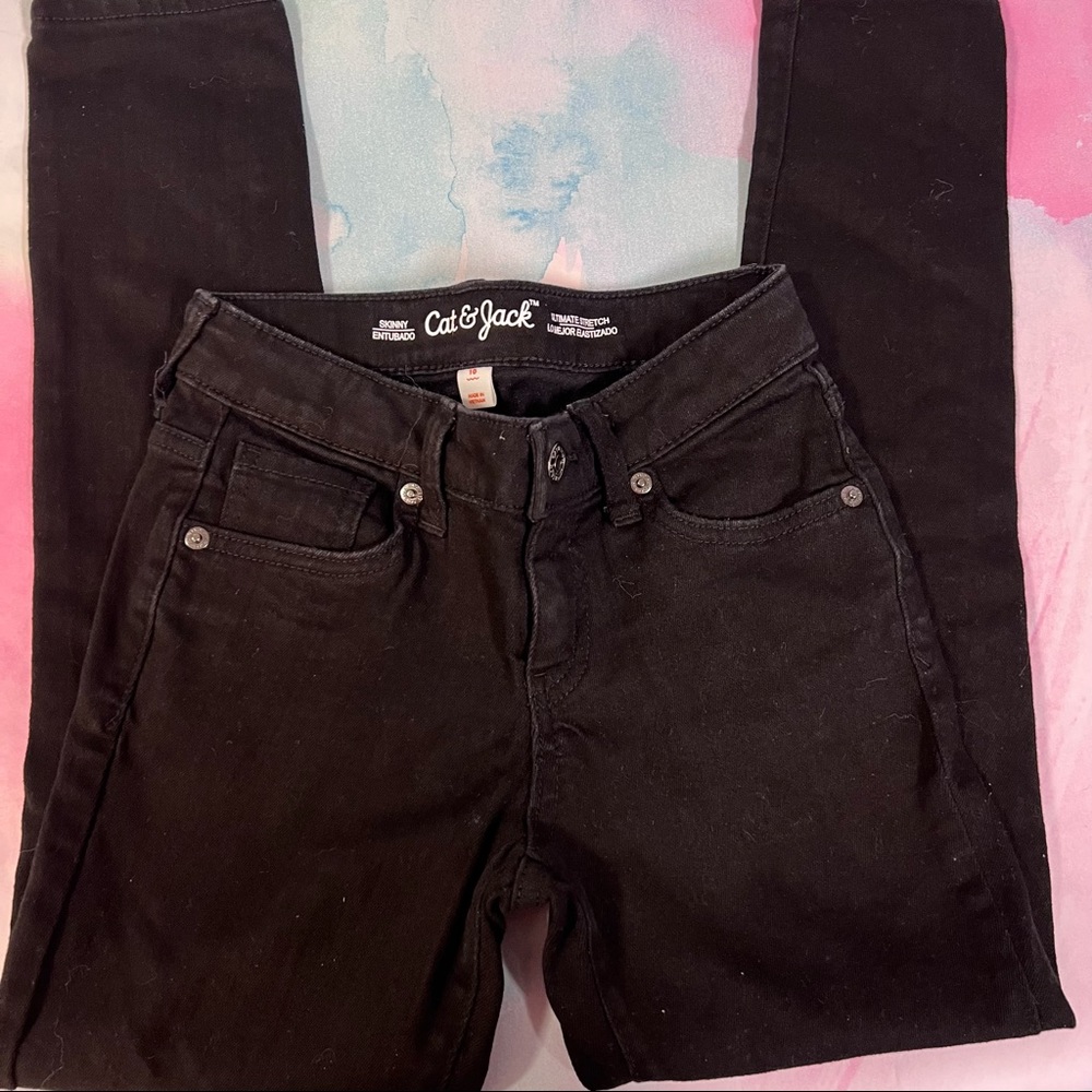 Cat & jack skinny black jeans size 10 adjustable waist